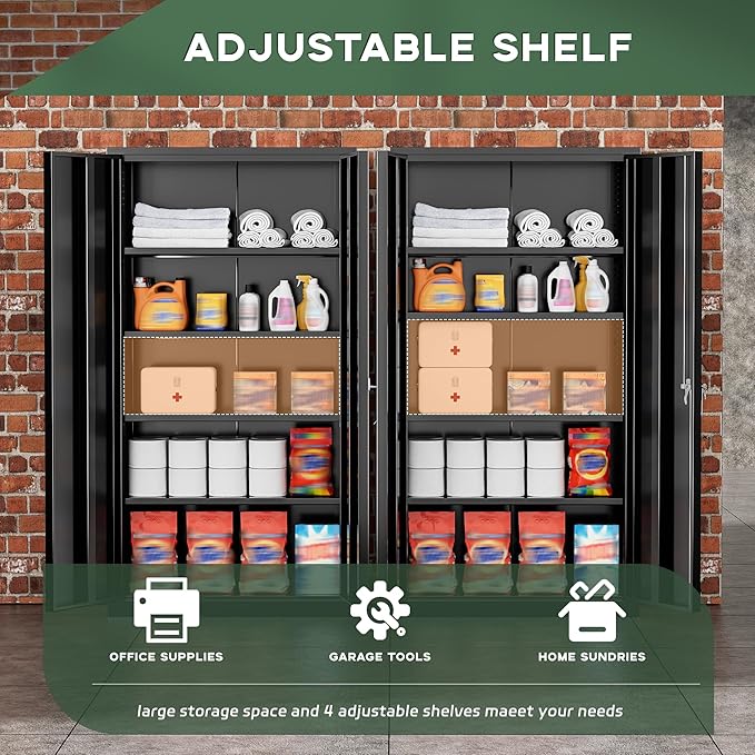Greenvelly 72" H Metal Storage Cabinet, Lockable Steel Cabinets - Image 5