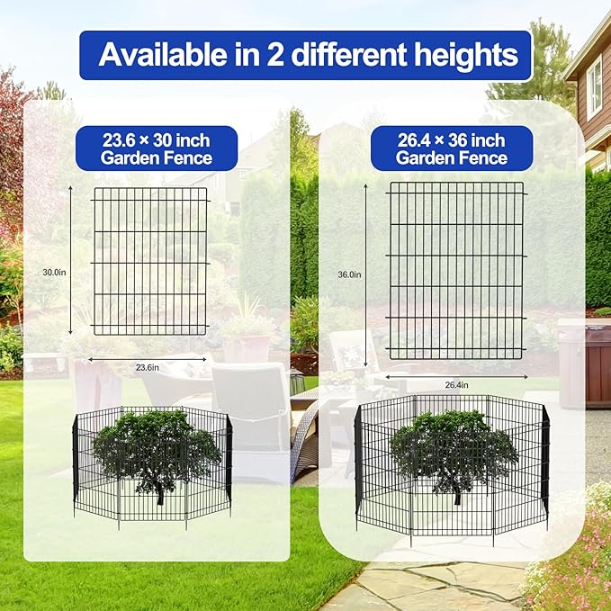 INJOPEXI Decorative Metal Garden Fence 6 Panels 11.8ft×30in Garden Fence - Image 7