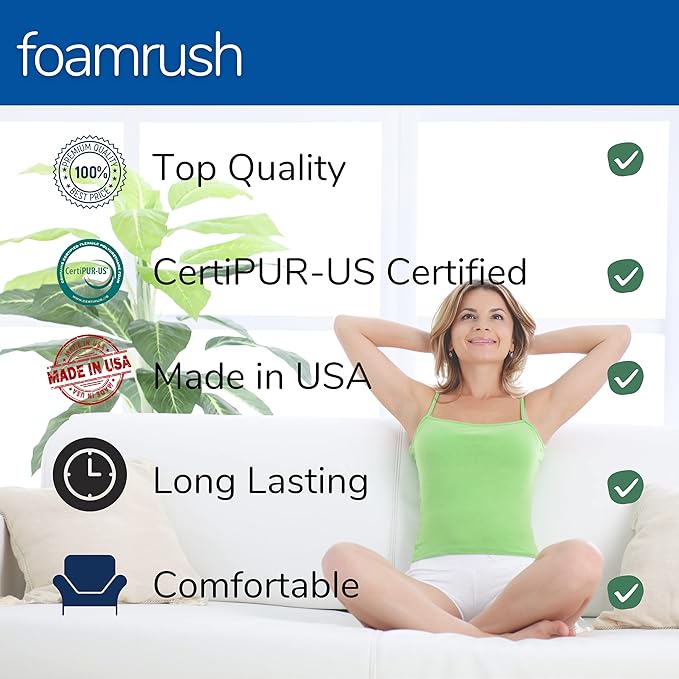 FoamRush 5" x 26" x 26" Cool Gel Memory Foam Upholstery Square Cushion Medium - Image 4