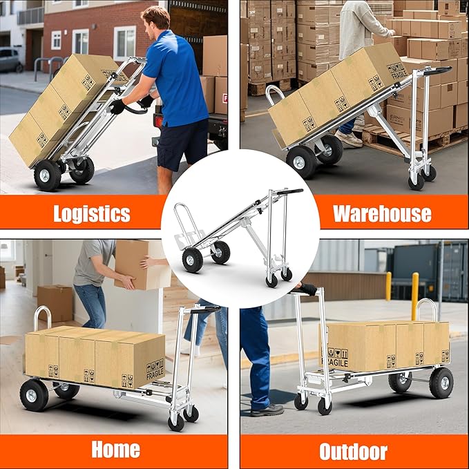 3in1 Convertible Hand Truck Dolly Cart, 880 lb Aluminum Hand Trucks Heavy Duty - Image 8