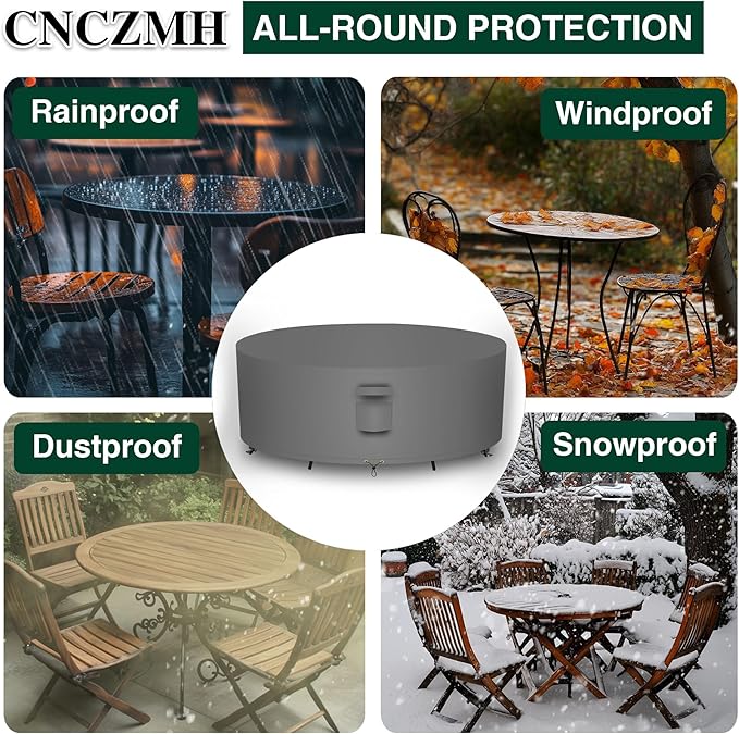 Heavy Duty Patio Furniture Covers Waterproof, 600D Round Outdoor Furniture - Image 6