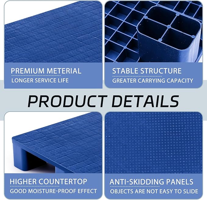 2 Pcs Plastic Pallet for Basement Storage Easy Stack Lightweight Floor Pallet - Image 3