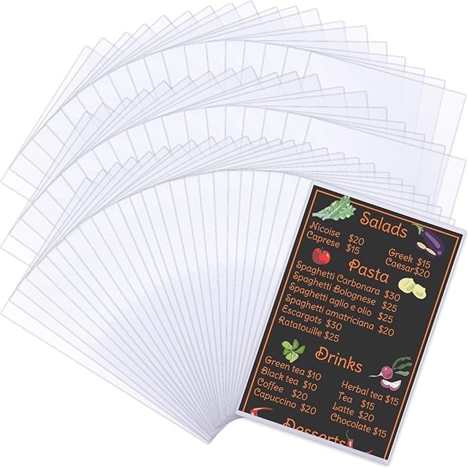 Henoyso 145 Pcs 8.5" x 14" Menu Cover Rigid Print Protectors Clear Heavy Duty by Henoyso