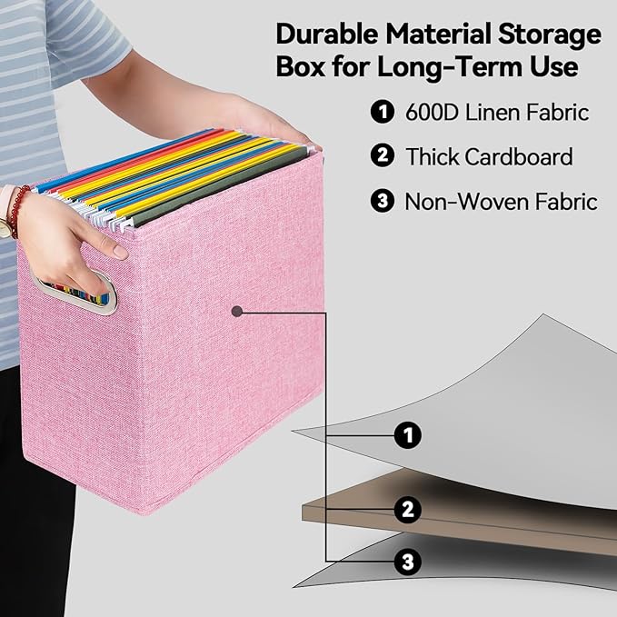 4 Packs Letter Size File Organizer, File Folders Organizer, Fabric Storage Box - Image 3