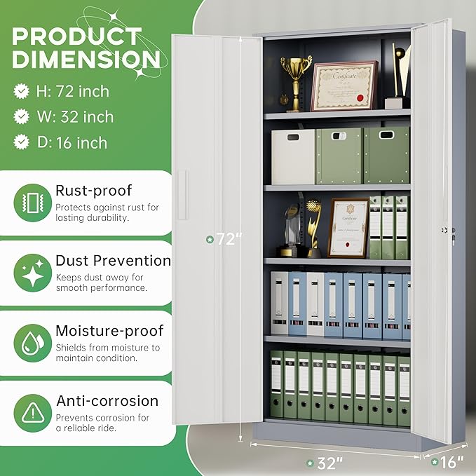 INTERGREAT Metal Storage Cabinet, Storage Locker - Image 3