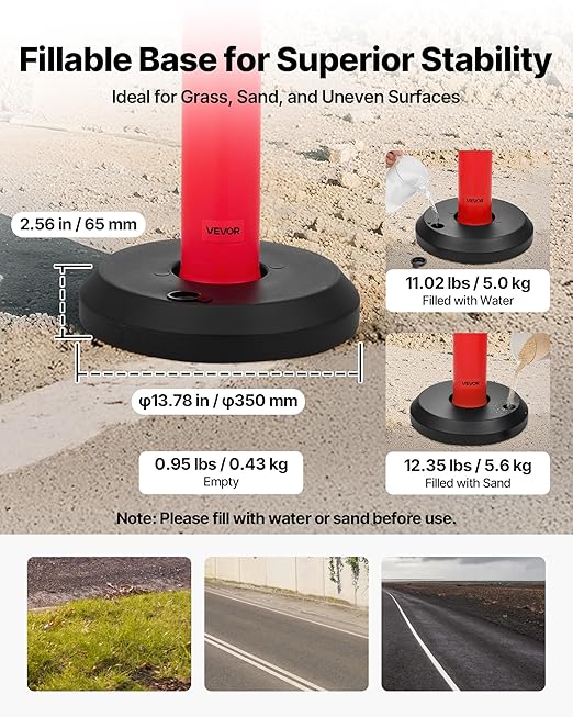 VEVOR 9 Pack Traffic Delineator Posts, 48 inches Traffic Safety Cones - Image 3