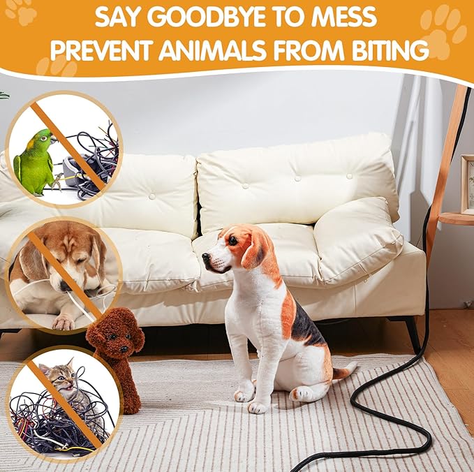 Poen 3 Pack 30ft Cord Protectors from Pets No Chew, 1/2 Inch Ultra Durable Cord - Image 3