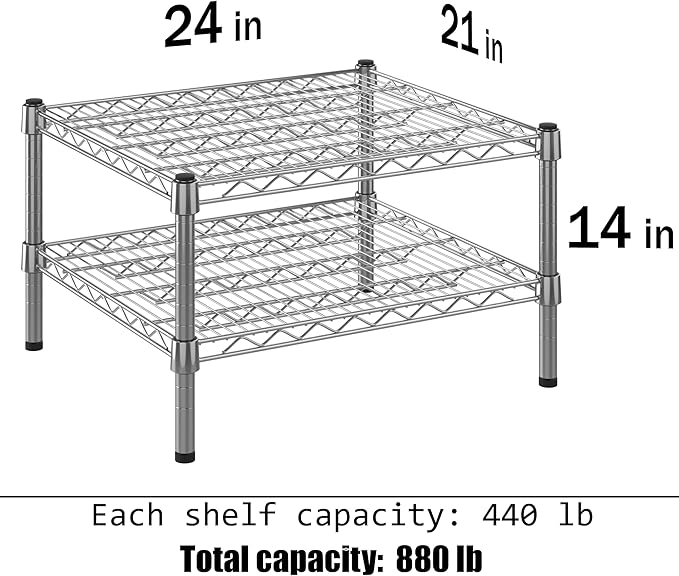 21" Deep x 24" Wide x 14" Height Wire Shelving Kit | 2-Tier | NSF Commercial - Image 3