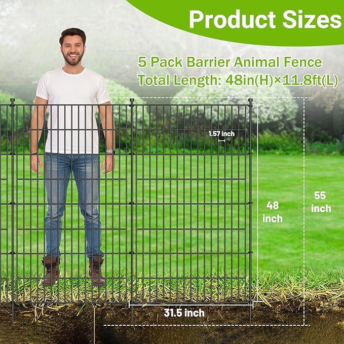 5 Panels No Dig Decorative Outdoor Garden Fence - Image 2