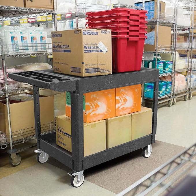 Heavy Duty Utility Rolling Tool Cart, 1000 lbs Capacity Flat Top Plastic - Image 7