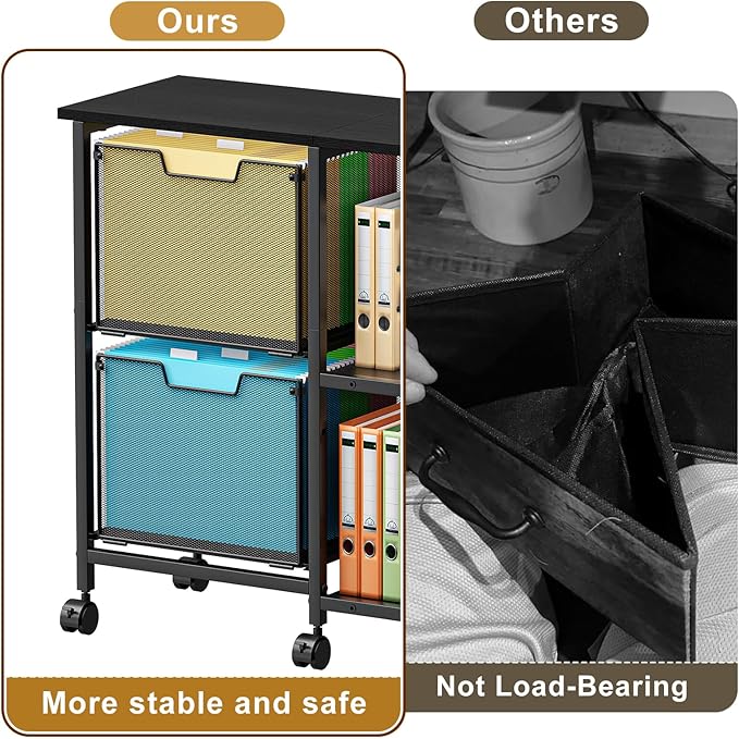 2 Drawer File Cabinet, Lateral Filing Cabinet, Rolling Printer Cabinet Cart - Image 8