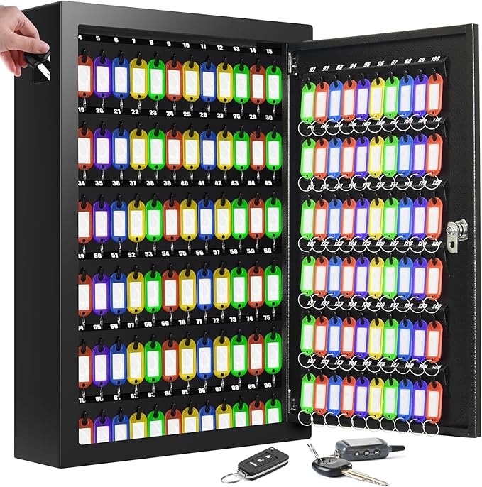 150 Keys Cabinet Organizer Wall Mount, Heavy Duty Key Lock Box by NebakneSafe