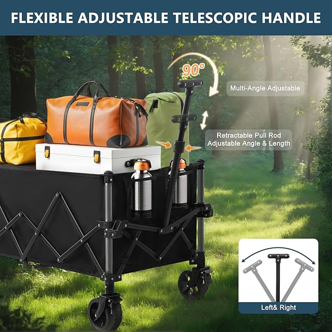 Favoyard Extra Large Collapsible Wagon Carts Foldable 220L & 360LBS Portable - Image 7
