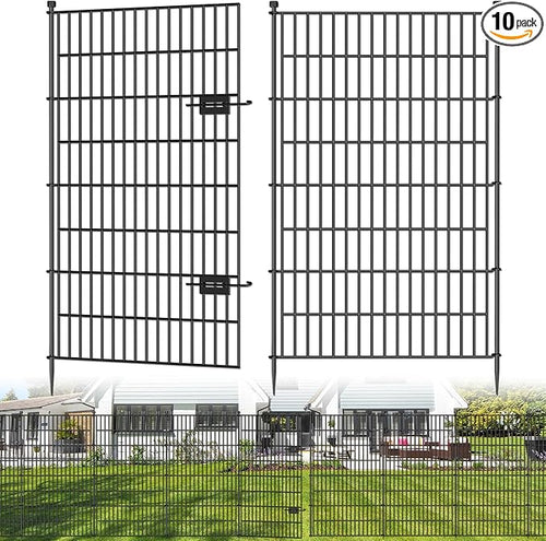 10 Panels No Dig Decorative Outdoor Garden Fence by SecureSpacesCleanerPlaces