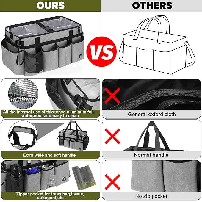 Extra large Cleaning Caddy Bag Built-in Sturdy Support Board, Cleaning Organizer - Image 4