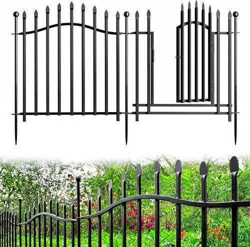 10 Panels No Dig Garden Decorative Fence - 24in H x 22.5ft L by Bilibompa