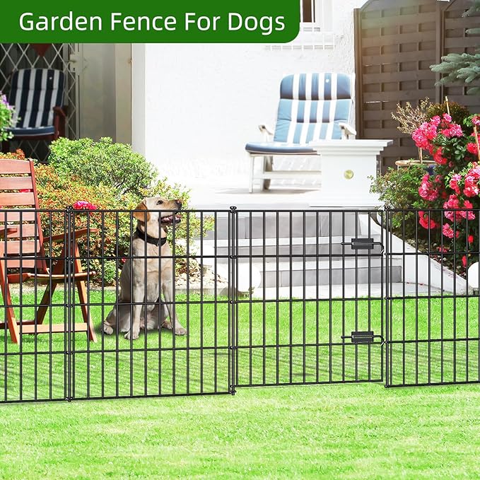 Metal Garden Fence 28in x 35ft, 1 Gate + 14 Panels Dog Fences Border Fence - Image 5