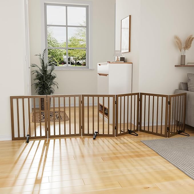 Dog Gate for Stairs, Foldable Dog Gate for Indoor Doorways House, Freestanding - Image 7