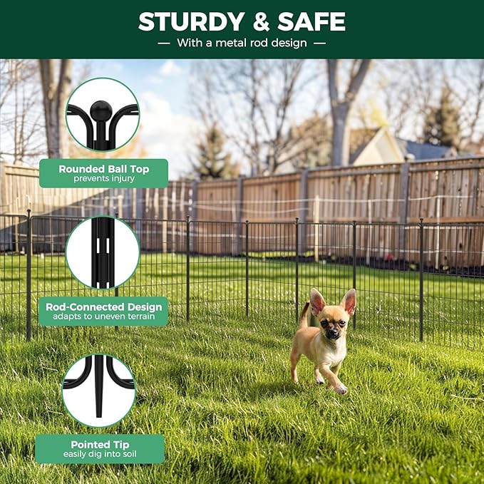 FXW Decorative Garden Fence for Yard - 32in x 47.1ft 24 Panels - Metal Fencing - Image 2