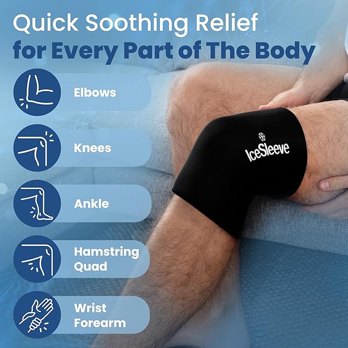 IceSleeve Elbow & Knee Ice Pack Wrap, Reusable Ice Sleeve - Image 2
