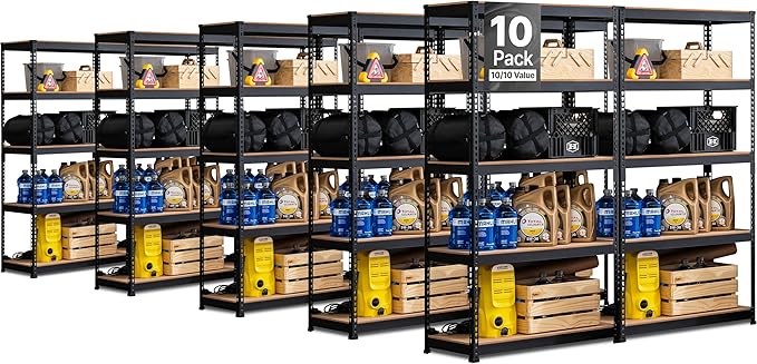 HOMEDANT 5-Tier Laminated Boltless Heavy Duty Metal Shelving Unit Adjustable by TheBestOrganizingSolution