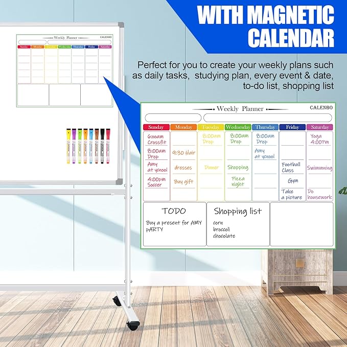 Double-Sided Rolling Whiteboards on Wheels 72 X 48, Large Dry Erase Board - Image 7