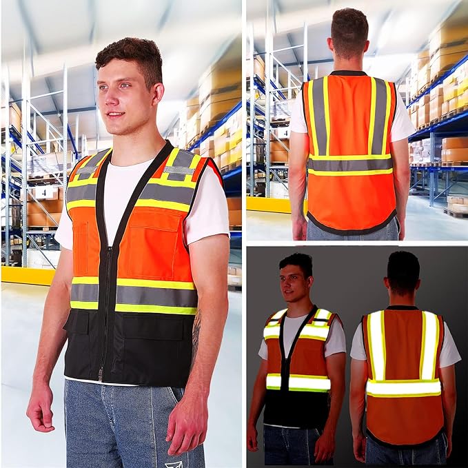 ProtectX 6 Pockets High Visibility Safety Vest - Image 3