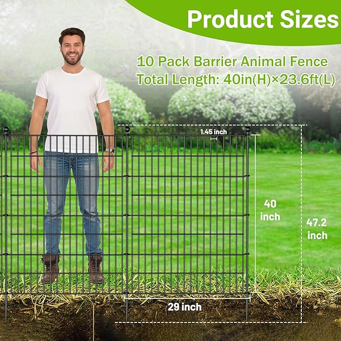 10 Panels No Dig Decorative Outdoor Garden Fence - Image 2