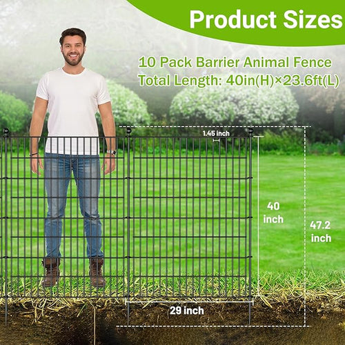 10 Panels No Dig Decorative Outdoor Garden Fence - Image 2