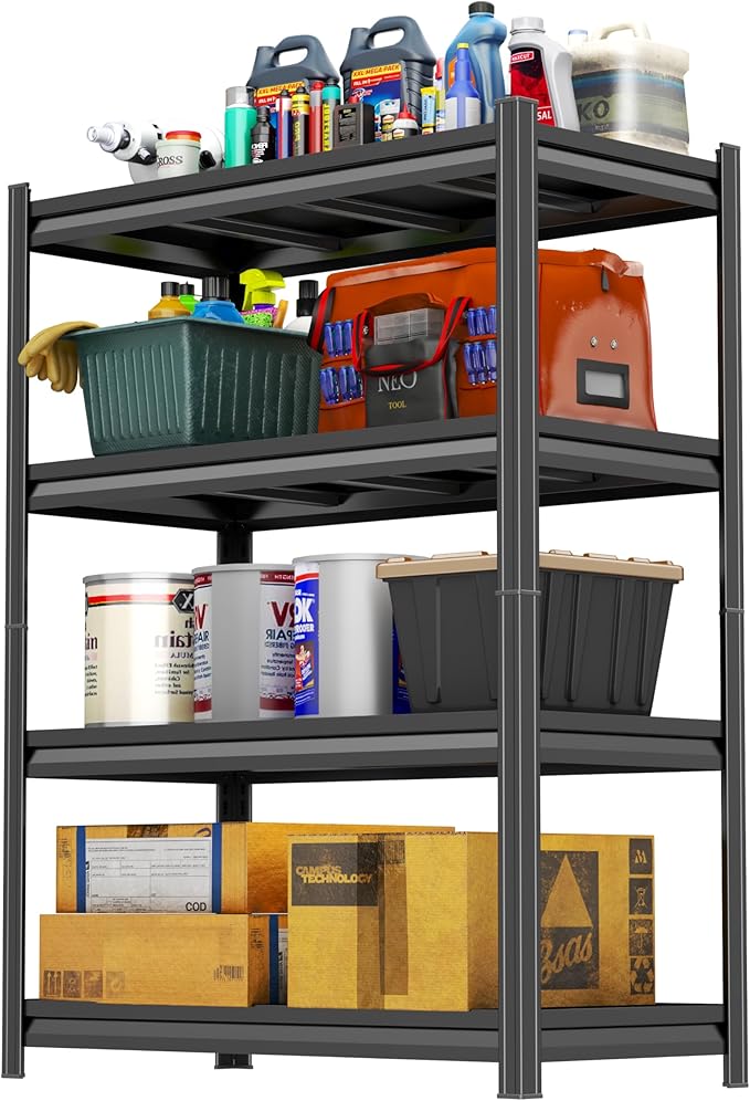 Adjustable 4-Tier Garage Shelving, Heavy Duty Steel Storage Rack, High Load by Notmise