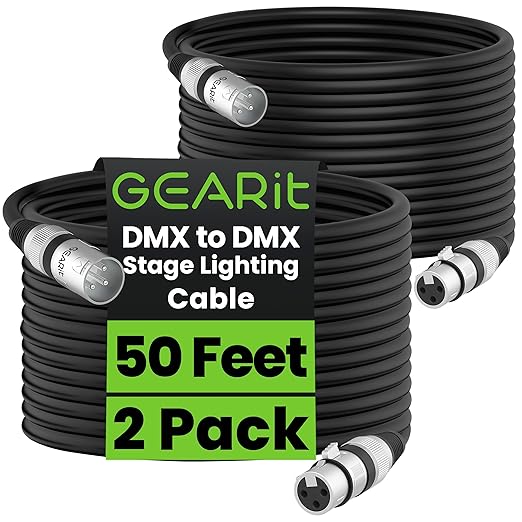 GEARit DMX to DMX Stage Lighting Cable DMX Male to Female 3-Pin Balanced by GEARit