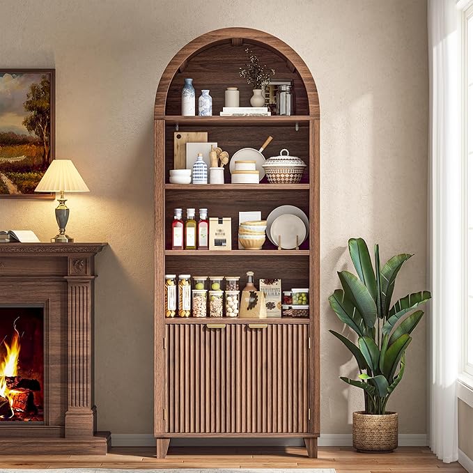 79.9" Tall Arched Storage Cabinet, 6-Tier Pantry Cabinet - Image 6