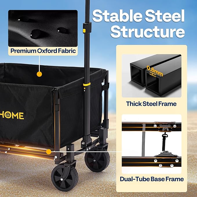 VIVOHOME Collapsible Wagon Cart Lightweight Portable Folding Utility Wagons - Image 4