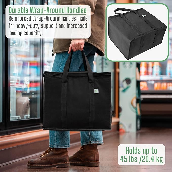VENO 3 Pack Insulated Reusable Grocery Shopping Bag, Food Delivery, Cooler Bag - Image 5