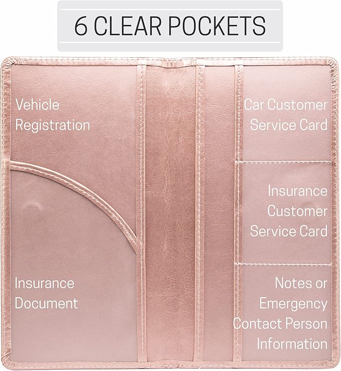 CANOPUS Car Registration and Insurance Holder, PU Leather Card Holder, Vehicle - Image 3