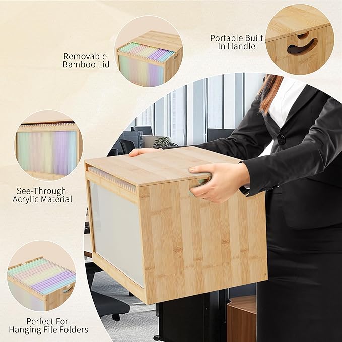 Natural Bamboo & Acrylic File Box - Image 4