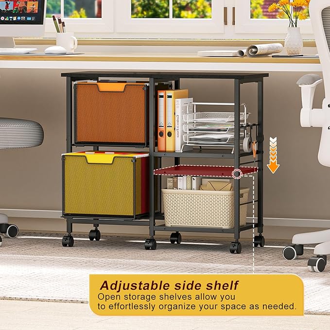 2 Drawer File Cabinet, Lateral Filing Cabinet, Rolling Printer Cabinet Cart - Image 2