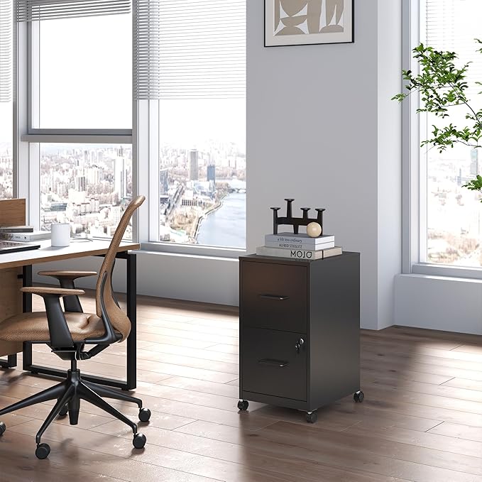 2 Drawer Mobile File Cabinet, Metal Under Desk Filing Cabinet - Image 7