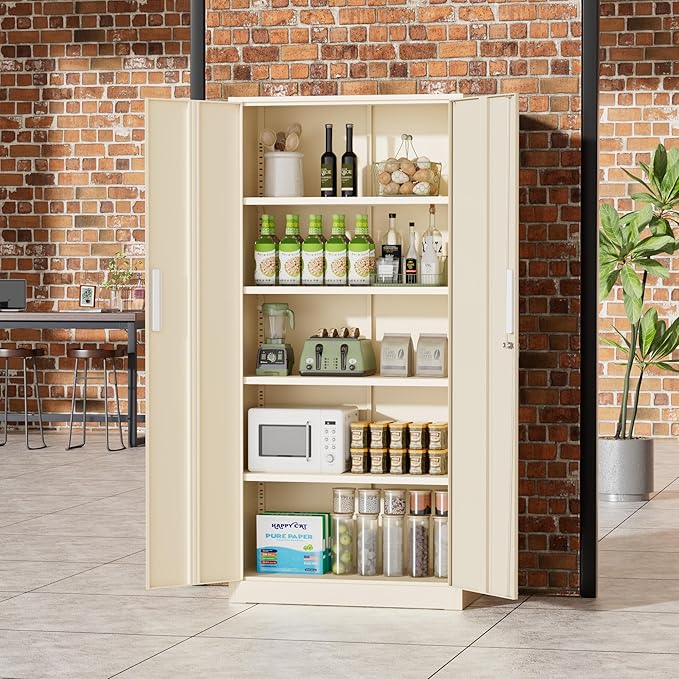 Greenvelly Metal Storage Cabinet, Lockable Steel Cabinet - Image 8