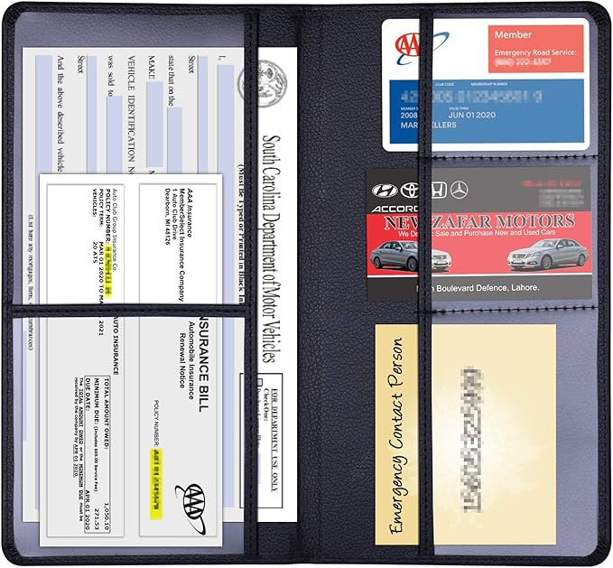 Wisdompro Car Document Holder Organiser, PU Leather Vehicle Insurance and - Image 8