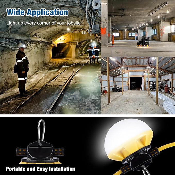 50FT Construction String Lights, IP65 Waterproof ETL Certified LED String Work - Image 7
