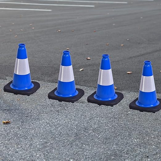 4 Pack 12 Inch Blue PVC Traffic Cones Black Base, Sport Training Cones - Image 7