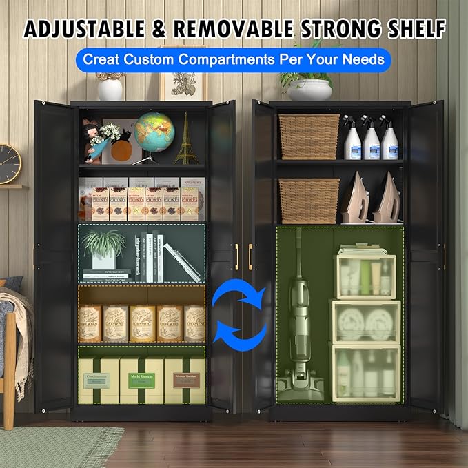 Pantry Cabinet, 71 Inch Tall Kitchen Storage Cabinet, Metal Pantry Cabinet - Image 8