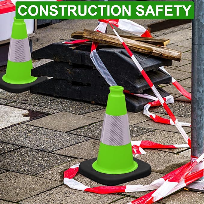 OrangeStar 8 Pack 12" Green Traffic Safety Cones, PVC Parking Construction - Image 6