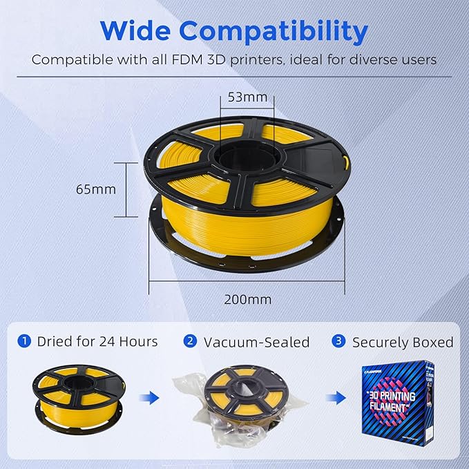 FLASHFORGE PETG Pro Filament 1.75mm Yellow, 3D Printer Filament 1kg Spool - Image 6