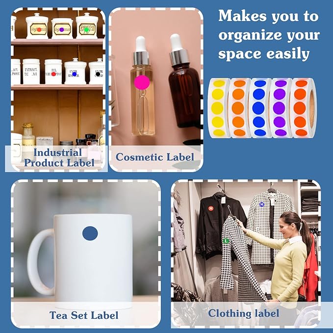 1/2 Inch Solid Round Color Coding Labels Roll, Self-Adhesive Circle Dot Sticker - Image 7