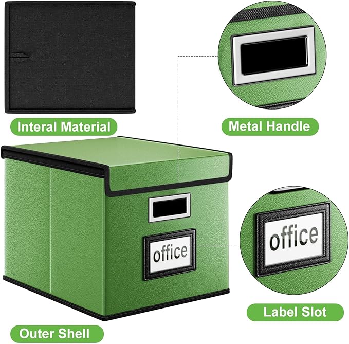 Huolewa Portable Leather File Organizer Storage Boxes, Collapsible File Folder - Image 5