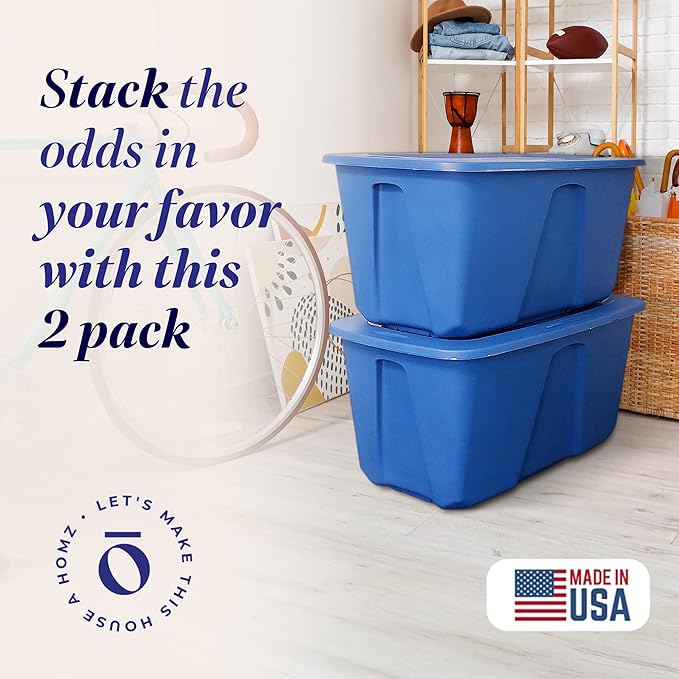 HOMZ 2-Pack Durable Molded Bin, Plastic Storage Containers - Image 2