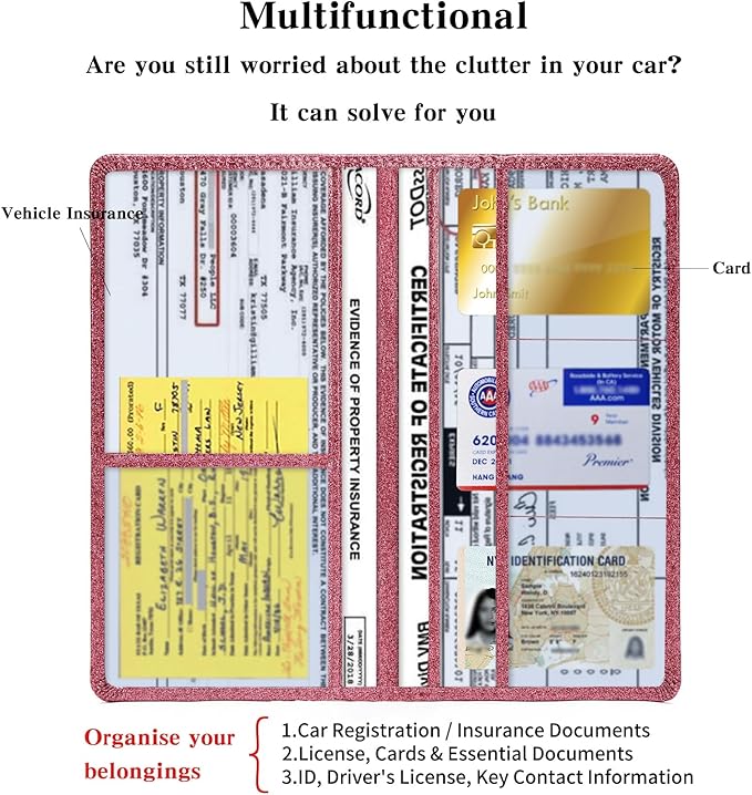 2Pack Leather Car Registration and Insurance Card Holder, Car Document Holder - Image 3
