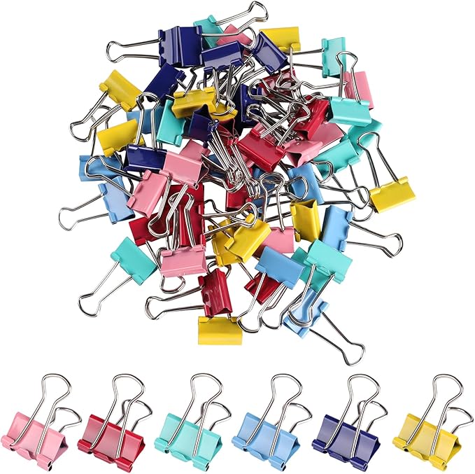 Ufmarine 60 Pcs Small Binder Clips 3/4 inch, Colored Small Paper Clips - Image 8